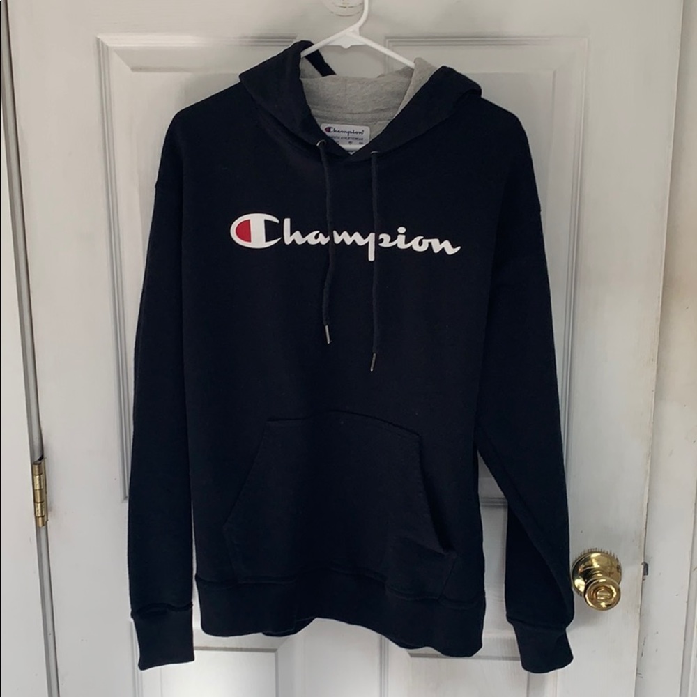 Black Champion Logo Hoodie